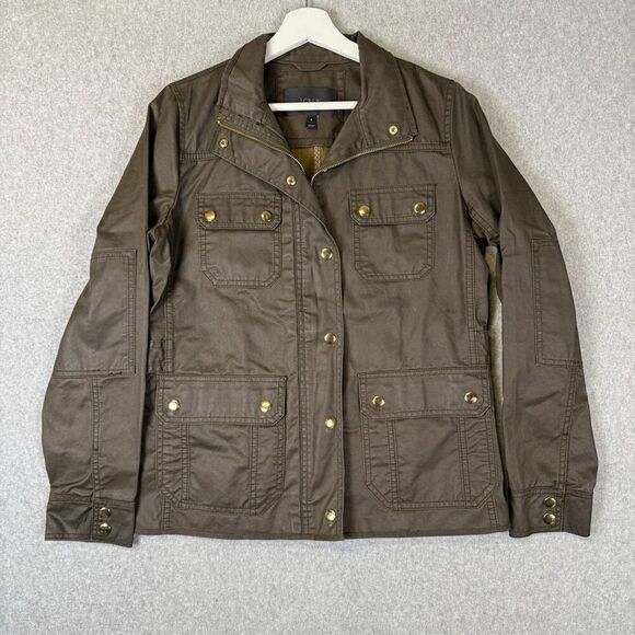 J.Crew Jackets & Blazers - J Crew Womens Size Small Snap Front Utility Field Jacket Brown waxed Cotton